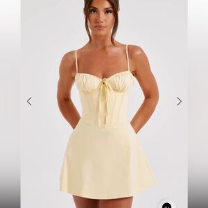 NWOT Corset Mini Dress in Pale Yellow